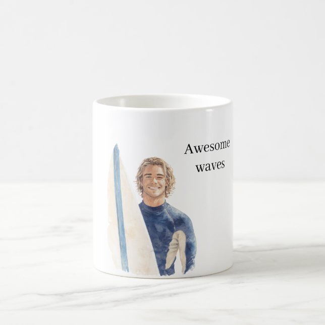 Caneca De Café Cara Loura Surfista Prancha de Surf (Centro)