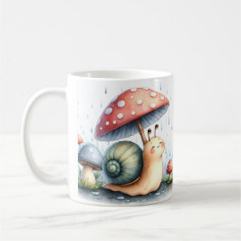 Caneca De Café Caracol Adorável sob guarda-chuva de Cogumelo