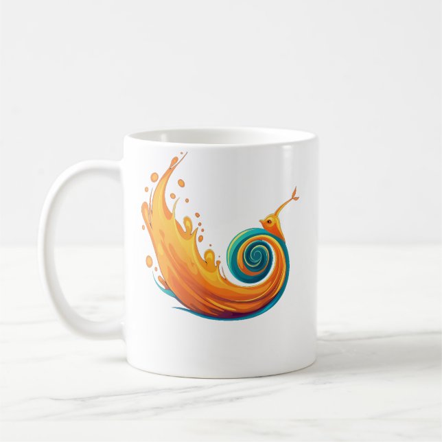 Caneca De Café Caracol Correndo Rápido Com Chamas Para Queimar Ca (Esquerda)