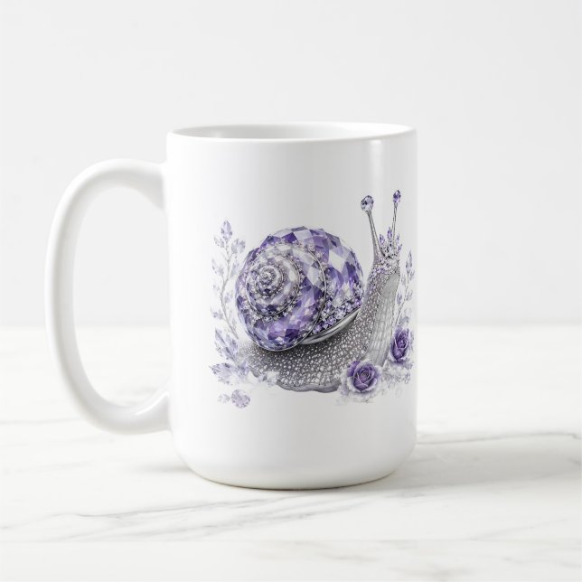 Caneca De Café Caracol de Cristal Roxo Prata (Esquerda)