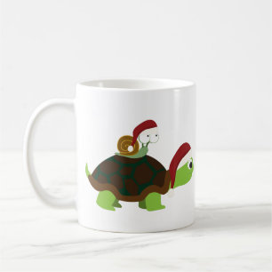 Caneca De Café Caracol de Natal numa tartaruga