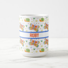 Caneca De Café Caracol e borboleta personalizados