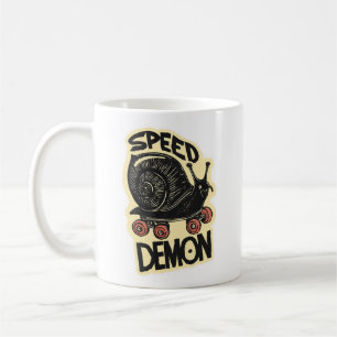 Caneca De Café Caracol Engraçado em Skate – Demônio da Velocidade