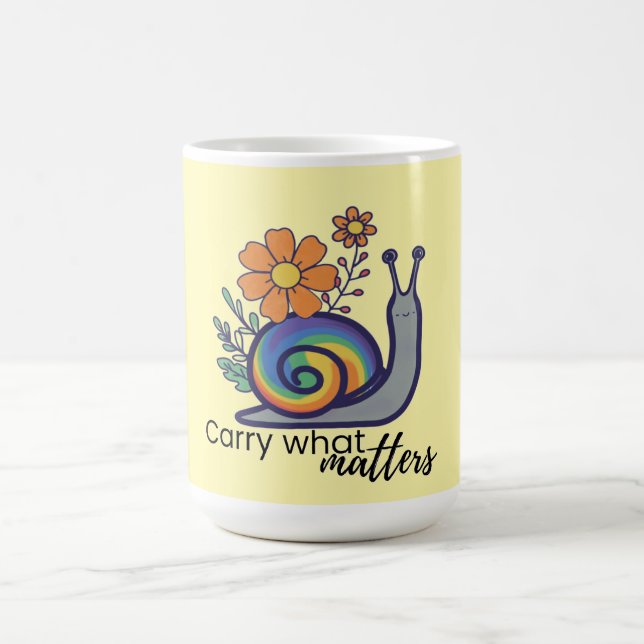 Caneca de Café Caracol Floral Arco-Íris Retro Fofa (Centro)