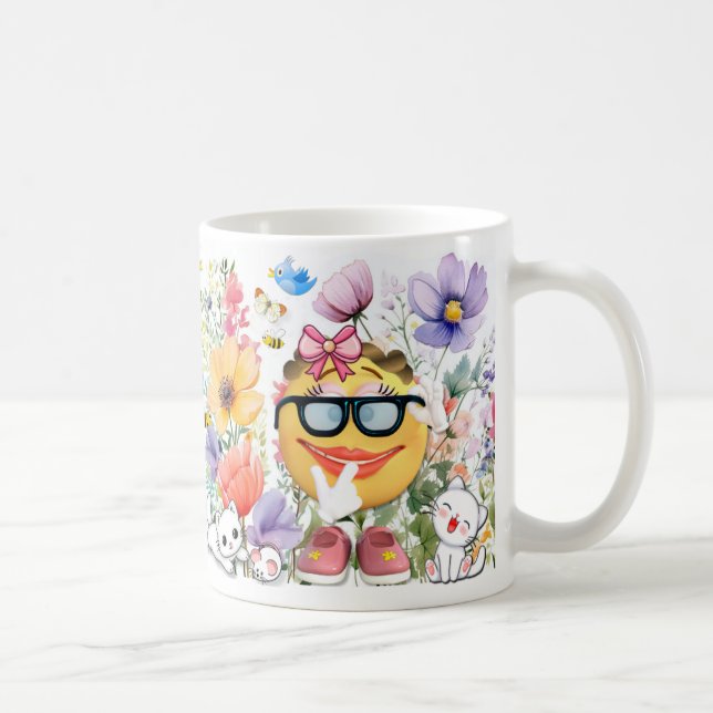 Caneca De Café Caractere Emoji Cute (Direita)