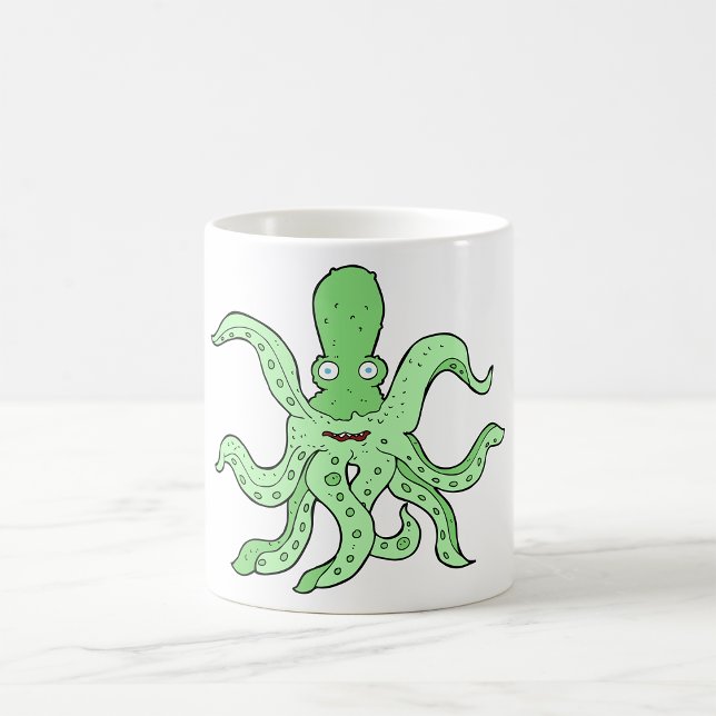Caneca De Café Caractere Octopus Verde Quirky Sea Monster (Criador carregado)