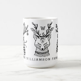 Caneca De Café Caracteres da Família Animal da Floresta de Natal