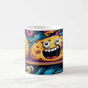 Caneca De Café Caracteres de Comida do estilo de grafite no skate