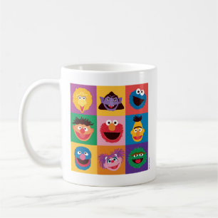 Caneca De Café Caracteres de Rua Sésamo   Grelha de blocos de cor