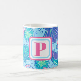Caneca De Café Caranguejo Costeiro Monograma Beach Shell
