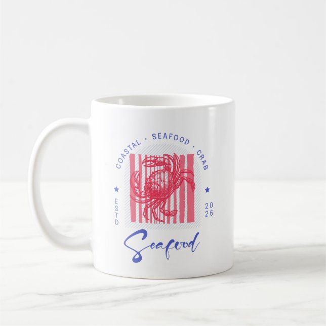 Caneca De Café Caranguejo Costeiro Rosa Vidro Lata (Esquerda)