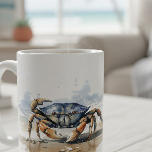 Caneca De Café Caranguejo de Praia em Aquarela