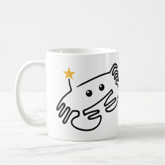 Caneca De Café Caranguejo Fofo Arte de Linha Única com Coração Ve