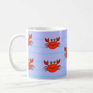 Caneca De Café Caranguejos vermelhos em striped