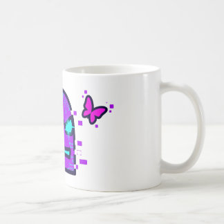 Caneca De Café Caráter digital com a borboleta Cyberpunk Neon