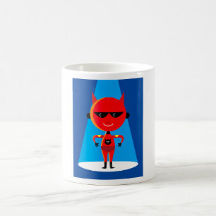 Caneca De Café Caráter super-herói do diabo Vermelho e Azul negro