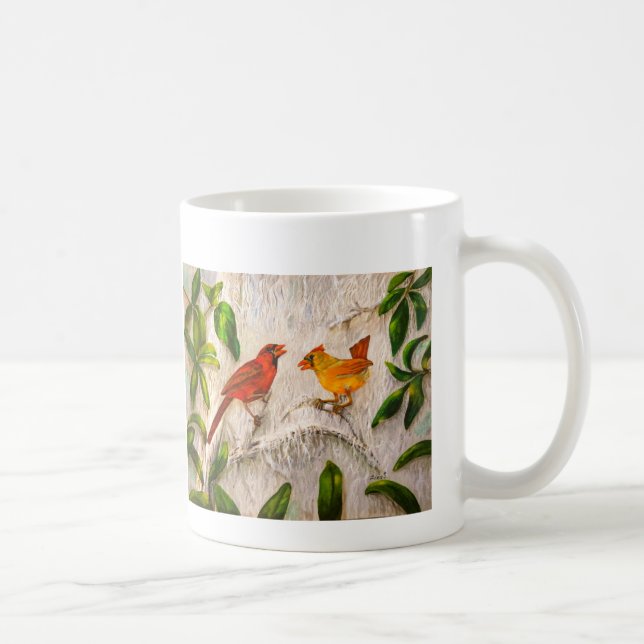 Caneca De Café Cardeais Cantando de Amor (Direita)