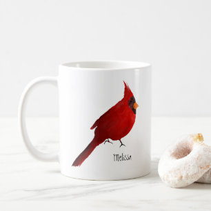 Caneca De Café Cardeal de aquarela vermelho escuro profundo e sat