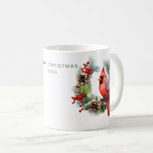 Caneca De Café Cardeal de Feliz Natal Personalizado
