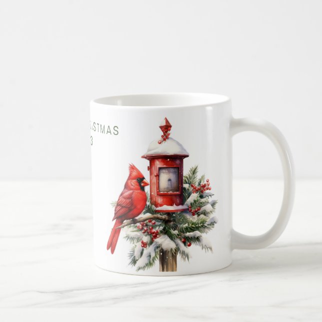 Caneca De Café Cardeal de Feliz Natal Personalizado (Direita)