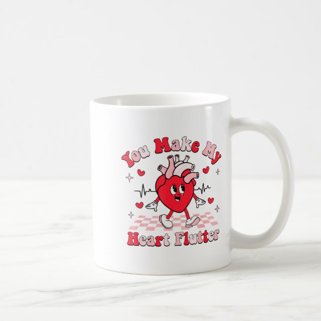 Caneca De Café Cardiac Nurse Valentine You Make My Heart Flutter  (Direita)