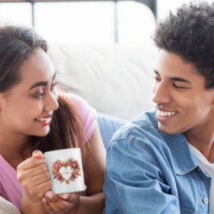 Caneca De Café Cardíaco De Flores Dia de os namorados Coffee Cupg