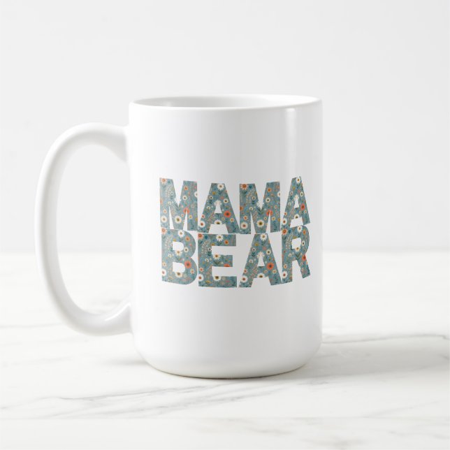 Caneca De Café Cardíaco Mama Bear Ditsy Floral (Esquerda)