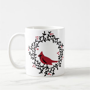 CANECA DE CAFÉ CARDINA VERMELHA EM BERRY WREATH