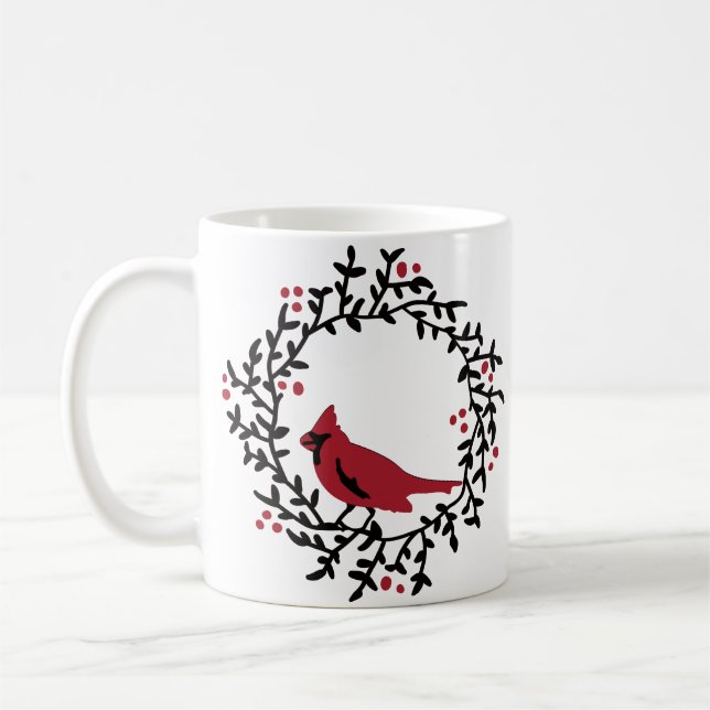 CANECA DE CAFÉ CARDINA VERMELHA EM BERRY WREATH (Esquerda)