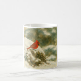 Caneca De Café Cardinal de Inverno em Aquarela
