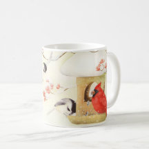 Cardinal do alimentador de inverno e Mug de frango