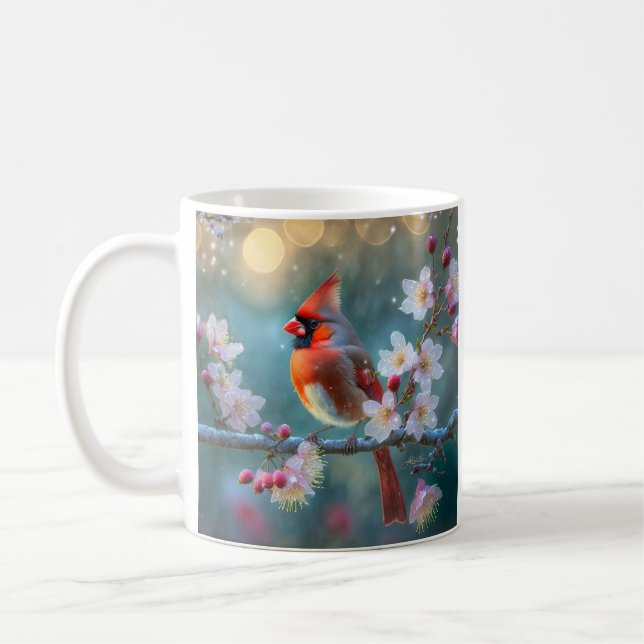 Caneca De Café Cardinal Macho ao Luar das Flores de Cerejeira (Esquerda)