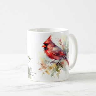 Caneca De Café Cardinal Vermelho Aquarela Amarelo Suave Verdes
