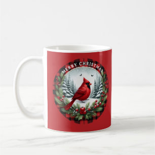 Caneca De Café Cardinal Vermelho com Bagas de Azevinho