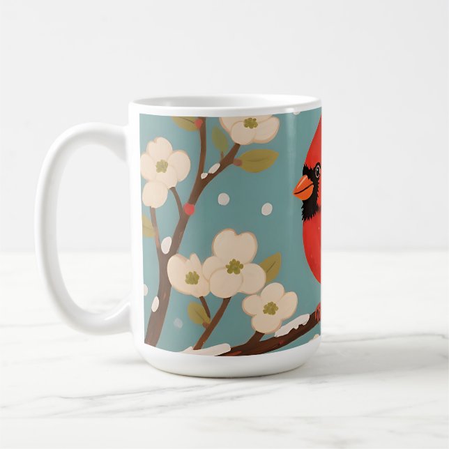 Caneca De Café Cardinal Vermelho Galho de Inverno (Esquerda)
