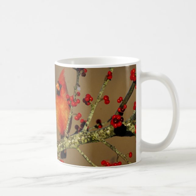 Caneca De Café Cardinal-vermelho macho empoleirado, IL (Direita)
