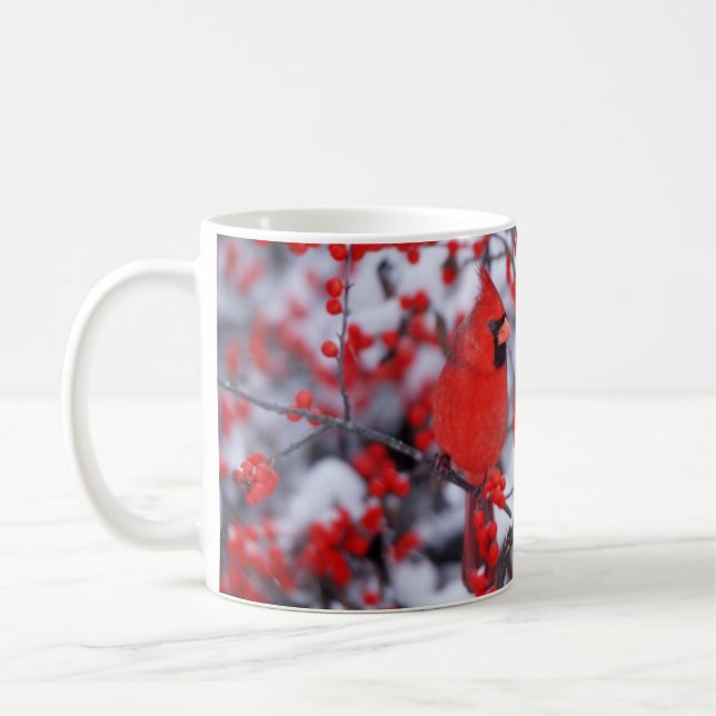 Caneca De Café Cardinal-vermelho macho, Inverno, IL (Esquerda)