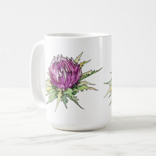 Caneca De Café Cardo roxo das aguarelas