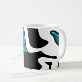 Caneca De Café Carga de Profundidade: Abstrato Preto, Branco e Az