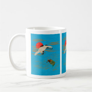 Caneca De Café Cargueiro sarus voando sobre a tartaruga no mar