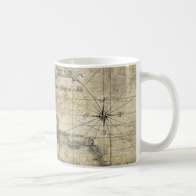 Caneca De Café Caribe - mapa antigo (Direita)