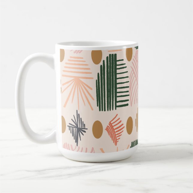 Caneca De Café Caribe Tribal Mudcloth: Boho Dark Verde, Rosa (Esquerda)