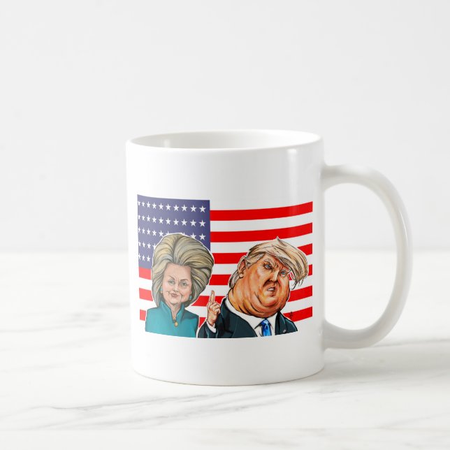 Caneca De Café Caricatura do trunfo e da Hillary (Direita)