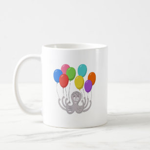 Caneca De Café Caricatura Octopus - Balões Coloridos Crianças