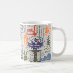 Caneca De Café Carimbo postal   Correio Vintage e Poste o Office 