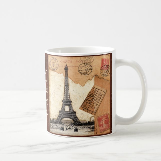 Caneca De Café Carimbo postal de Paris (Direita)