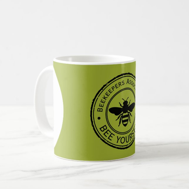 Caneca De Café Carimbo - SEU TEXTO - ABELHA 1 - Diversão de Fã (Frente Esquerda)