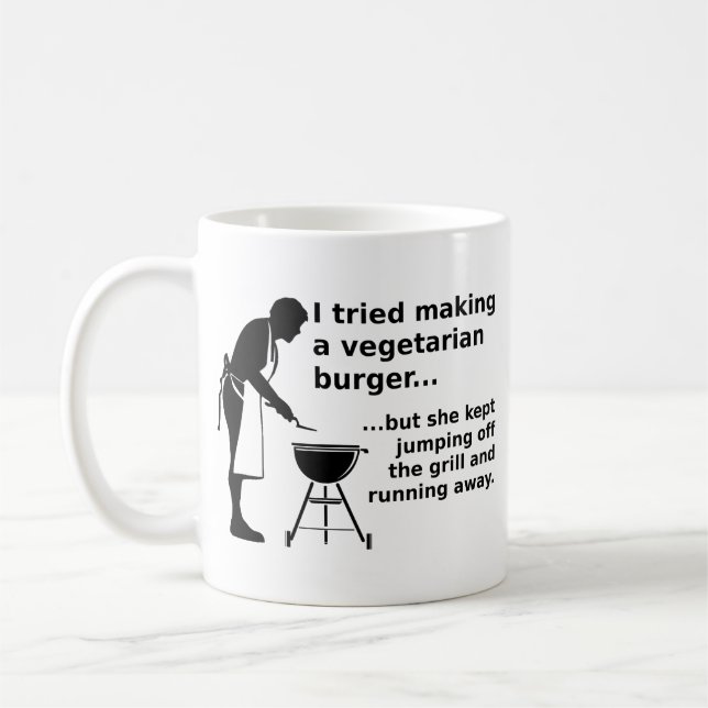 Caneca De Café Carne Engraçada Com Burger Vegetal Humor Com Mug (Esquerda)