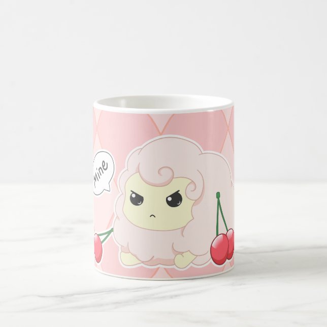 Caneca De Café Carneiros fiesty do rosa bonito do kawaii com (Centro)