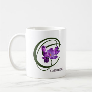 Caneca De Café Caroline personalizável chama moenda de flores rox